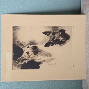 Vintage Dog Duo Art Print, "Alert" By J Knowles Hare